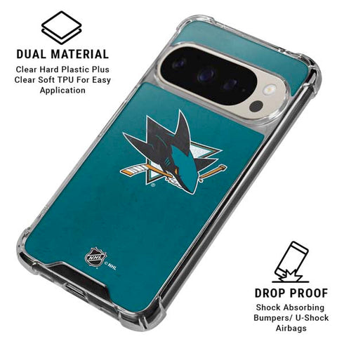 NHL San Jose Sharks Distressed Pixel 9 Pro XL Clear Case